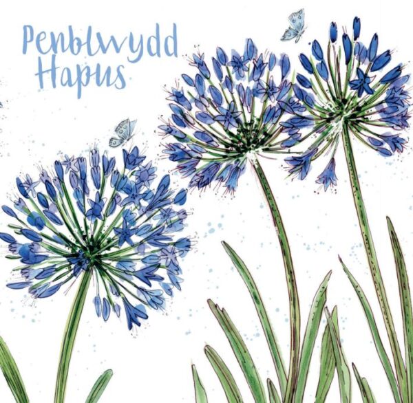 Welsh Agapanthus - (Penblwydd Hapus) - Caroline Cleave Greetings Card-0