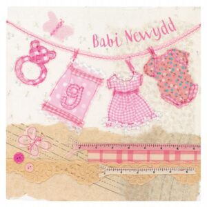 Welsh New Baby Girl - (Babi Newydd) - Abigail Mill Greetings Card-0