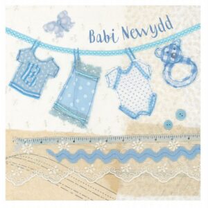 Welsh New Baby Boy - (Babi Newydd) - Abigail Mill Greetings Card-0