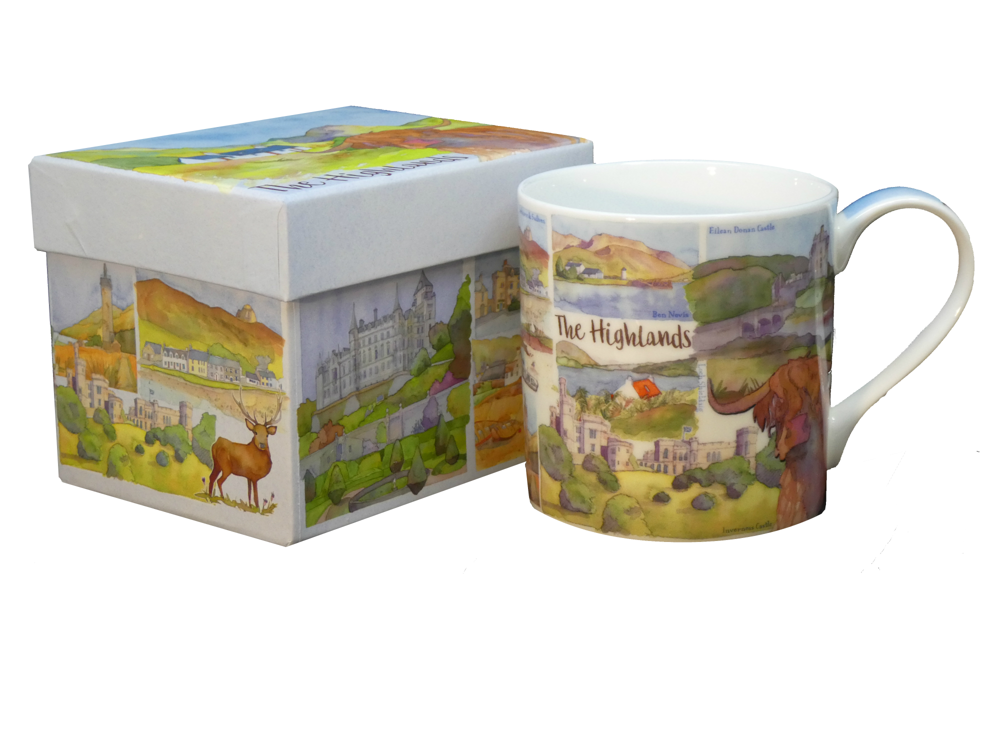 Highland Cow Countryside Design Fine China Tea Coffee Mug Gift Boxed
