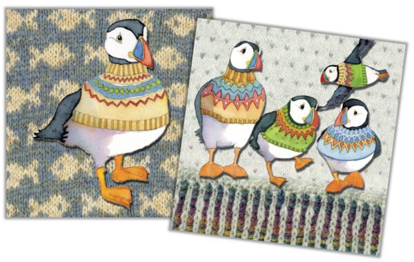 Woolly Puffins Card Pack of 10-0