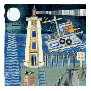 Moonlit Lighthouse Greetings Card-0