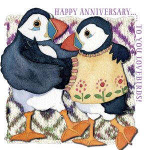 Happy Anniversary - Woolly Puffins Greetings Card-0