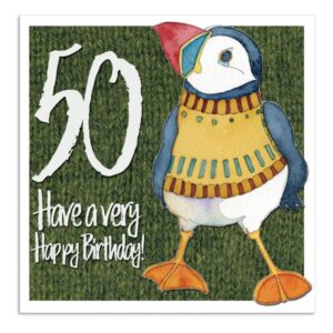 Woolly Puffin Age 50 Greetings Card-0