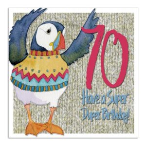 Woolly Puffin Age 70 Greetings Card-0